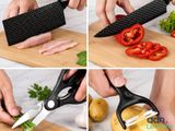 several pictures of a person cutting tomatoes with a knife on a cutting board