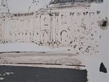 a picture of a drawing of a bench in a park