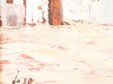 a picture of a painting of a horse in the desert