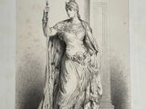 drawing of a woman in a gown holding a torch in her hand