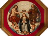 an image of a painting of the virgin surrounded by angels and angels