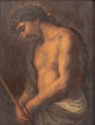 ECOLE DU XVIIE Ecce Homo huile sur cuivre