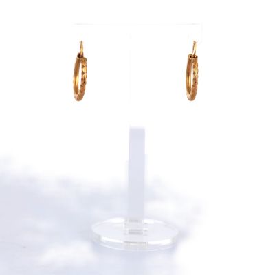 une paire de boucles d'oreilles créoles en or sur fond blanc