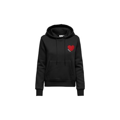 ONLY - Sweat-shirt à capuche - Taille M - Noir motif cœur ve…