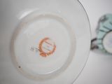 a close up of a plate with a picture on it