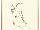 un dessin en noir et blanc représentant le visage d'une femme de profil