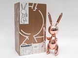 a rabbit that is standing next to a box