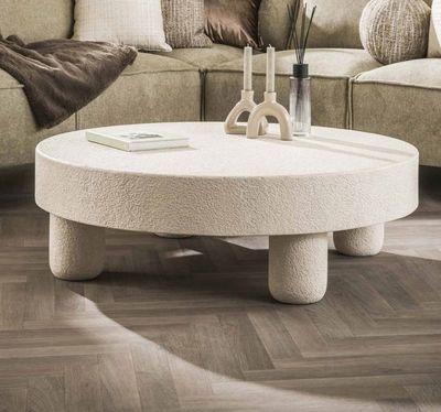 Table basse ronde MACAO en marbre composite blanc , dimensio…