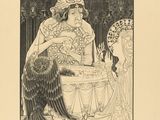 illustration représentant une femme assise à une table, un oiseau dans la main