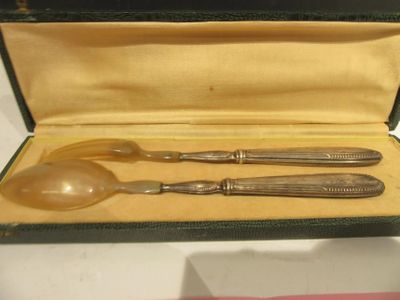 deux cuillères et une cuillère-cuillère dans un étui