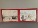 deux tableaux représentant des bateaux sur l'eau et un bateau au loin