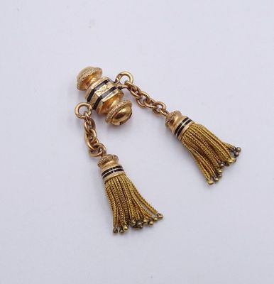 un gros plan sur une paire de boucles d'oreilles ornées de pompons