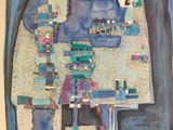 an image of a picture of a painting of a blue building