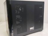 a black computer case sitting on top of a white table