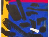 an image of a painting with black and red paint on it