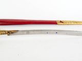 pair of antique chinese swords with red handle and gold handle