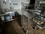 a large kitchen with a lot of stainless steel counter tops