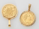 two gold sovereign pendants