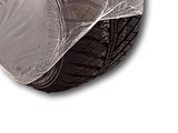 a picture of a car tire wrapped in a plastic wrap