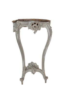 Console murale en bois laqué gris, mouluré et sculpté à déco… - Photo 1