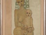 une image d'une peinture représentant une femme tenant un bébé sur ses genoux