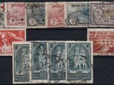 several different types of stamps are displayed on a black surface
