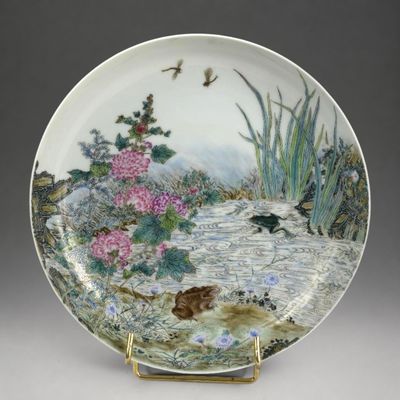 Assiette chinoise signée - Ming Guo, 20e siècle