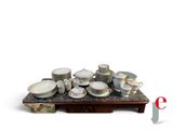 a picture of a table with a lot of dishes on it