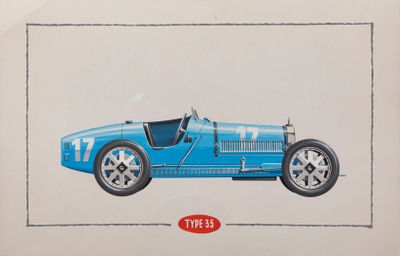 a drawing of a blue race car on a white background