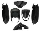a set of black motorcycle fenders and fairing kits on a white background