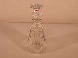 a clear glass vase with a red heart on it