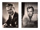 two black and white photos of a man in a suit and tie