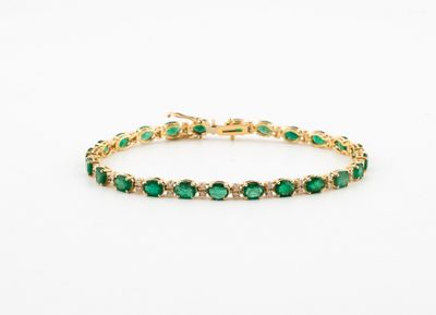 14k yellow gold emerald and diamond tennis bracelet