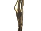 statue of a woman holding a tennis racquet on a black base