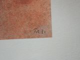 a painting on the wall of a room with a clock on it