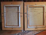 pair of antique wooden picture frames with linen backings