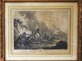 a painting of a group of men on horseback in a mountainous landscape