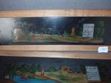 two pictures of a painting on the wall of a room