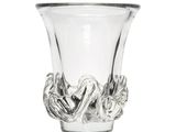 a glass vase with a knot design on it