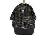 chanel tweed backpack bag with leather trim