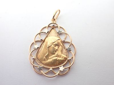 Pendentif en or, médaille de vierge, poids : 6,6grs, H : 4cm - Photo 1