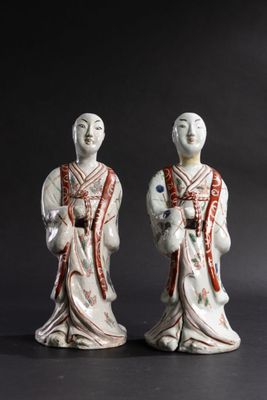 paire de figurines chinoises représentant une femme et un homme