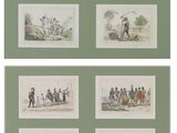 four framed pictures of people on a boat and a man on a boat