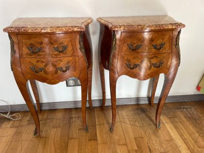 pair of french louis xv style marble top commodes