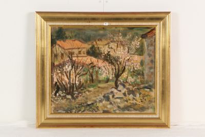 une image représentant un tableau représentant un paysage avec une maison en arrière-plan