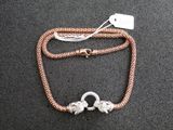 bracelet plaqué argent et or rose, muni d'une chaîne et d'un fermoir