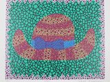 an image of a painting of a hat and a bow tie on a green background