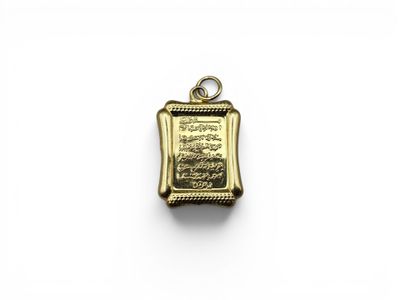 a gold plated pendant with a picture of a man in a boat