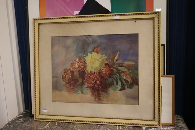École Française 20ème « Fleurs ». Aquarelle. Non signée. 45x59