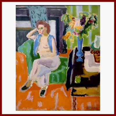 CAVAILLES Jules 1901-1977 : Nu dans un intérieur.